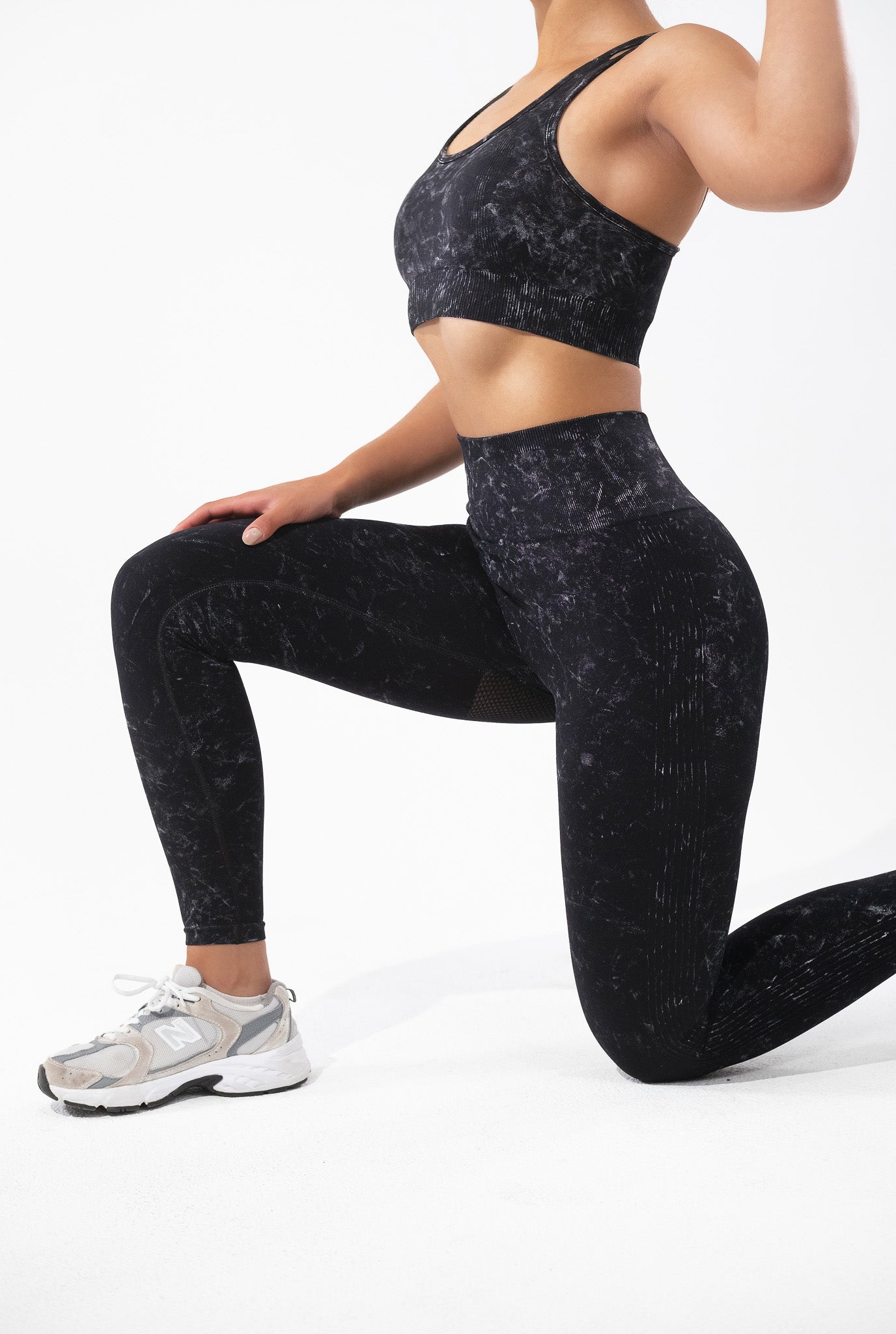 Yıkama Detaylı Spor Tayt Takımı